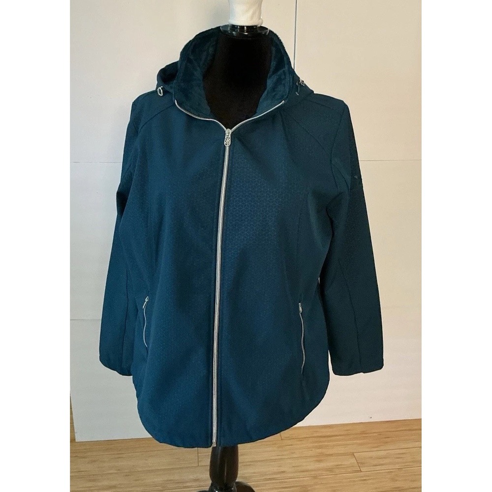 ZeroXposur Women's 2XL Teal Fleece Lined Softshell Jacket Removable Hood NWOT